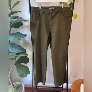 Kut from the Kloth Pattie High Rise Straight Leg Pants Olive Green Size 14 NWT